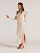 Roma Midi Skirt Oyster