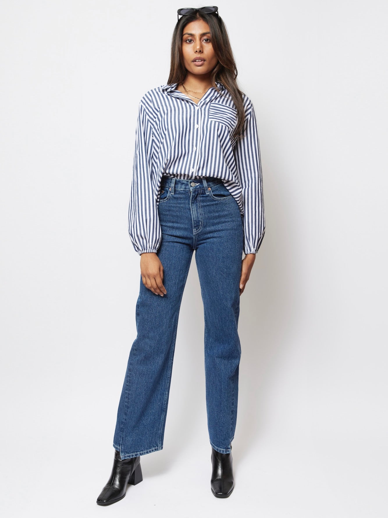 Mia Shirt - Navy Stripe