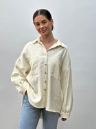 Piper Denim Shacket in Cream