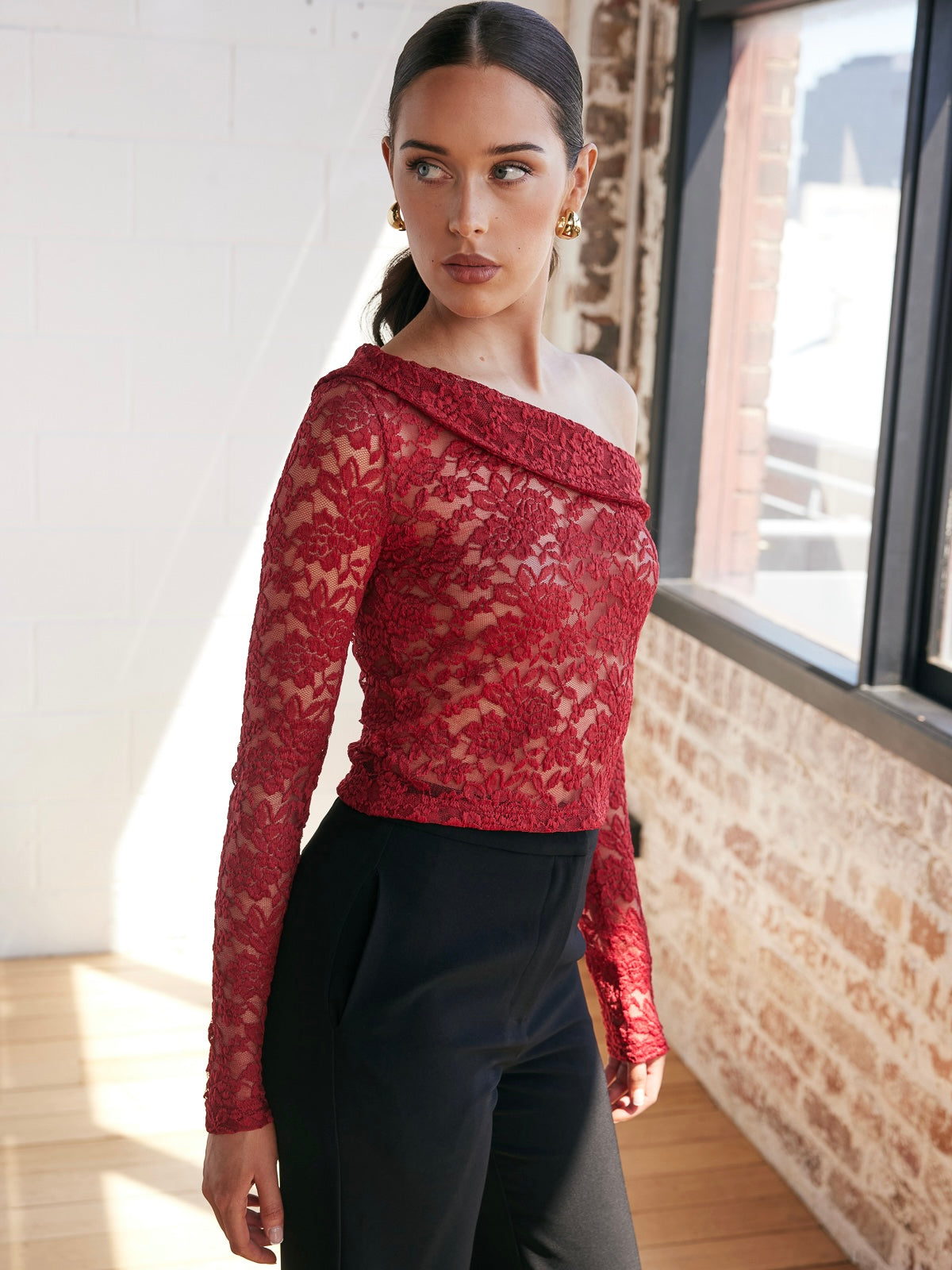 Jaxon Lace Top - Wine