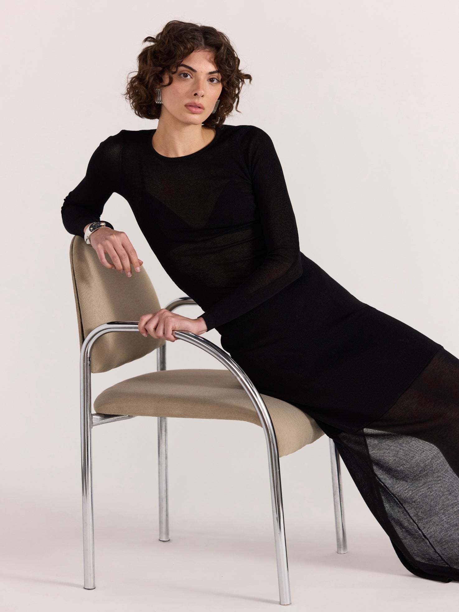 Asta Sheer Knit Midi Skirt