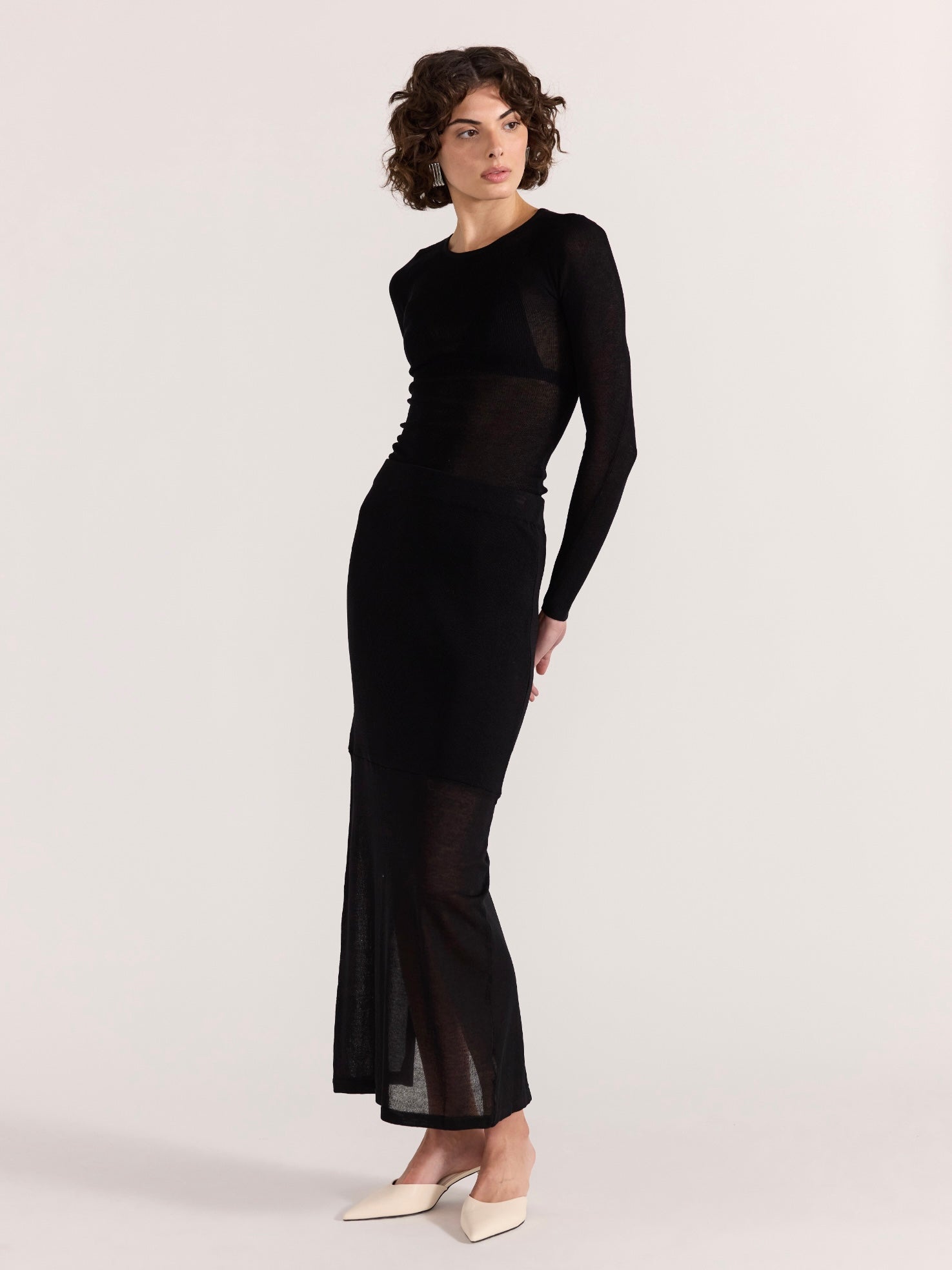 Asta Sheer Knit Midi Skirt