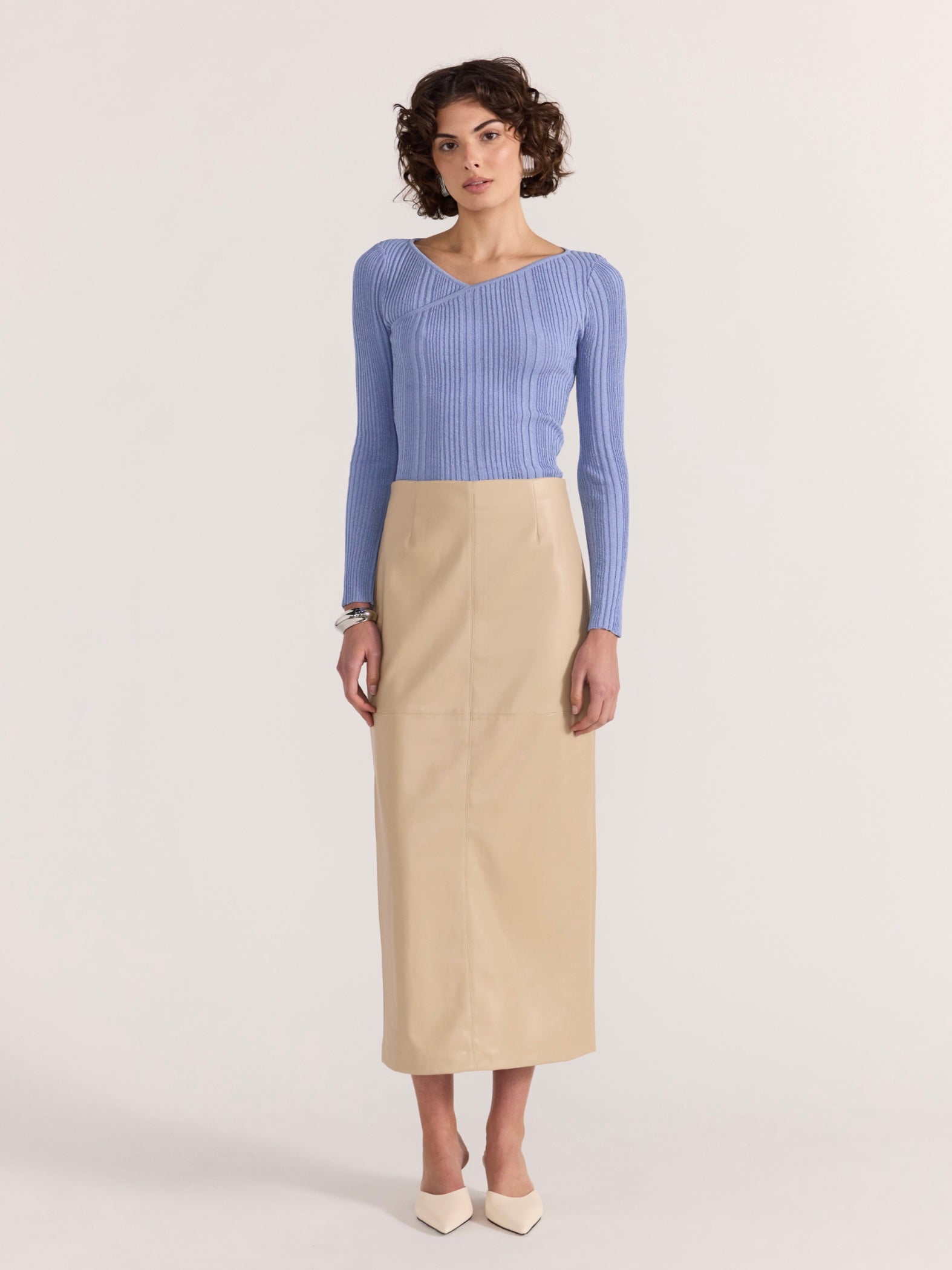 Mira Faux Leather Midi Skirt