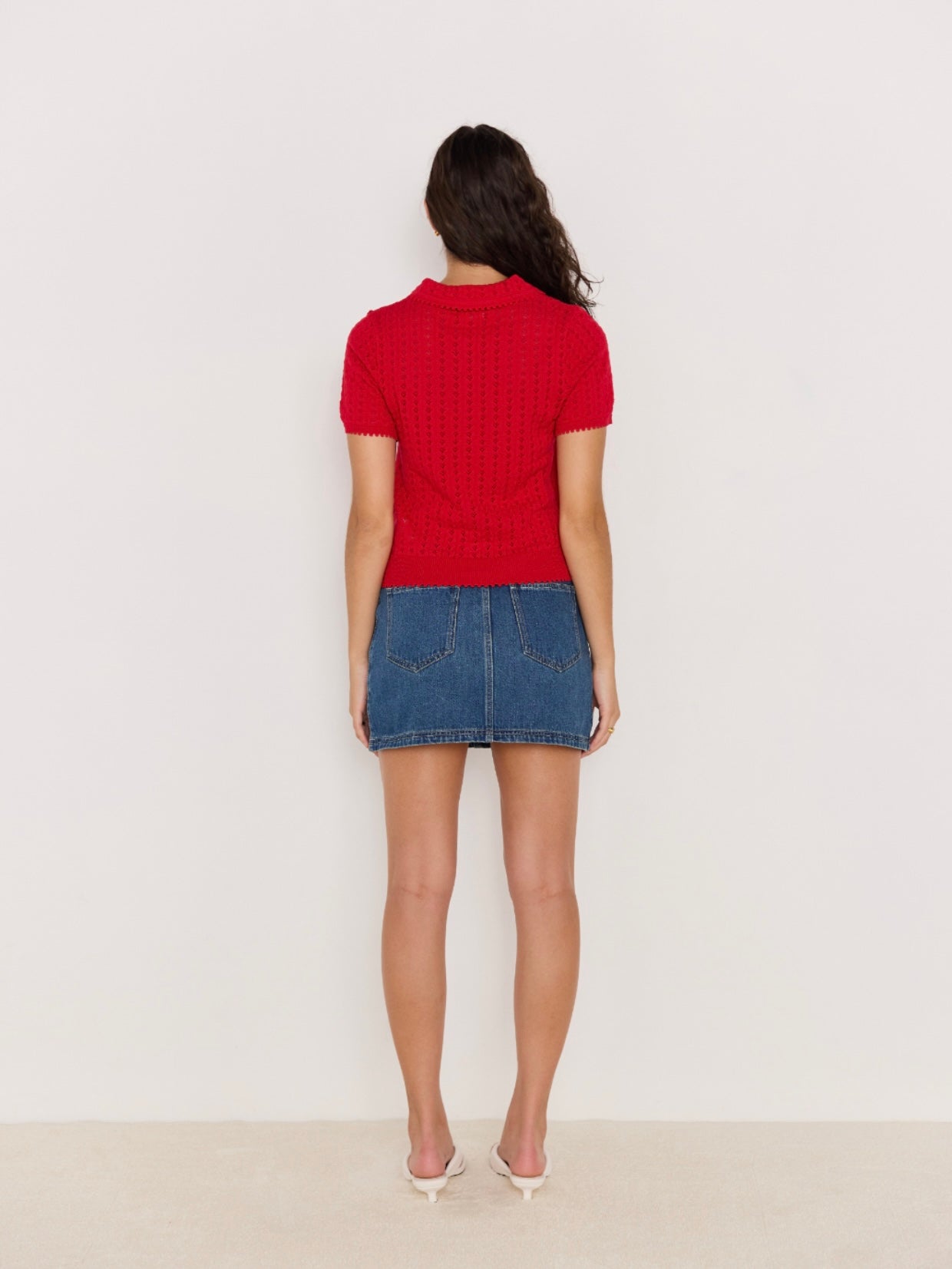 Lila Pointelle Knit Tee