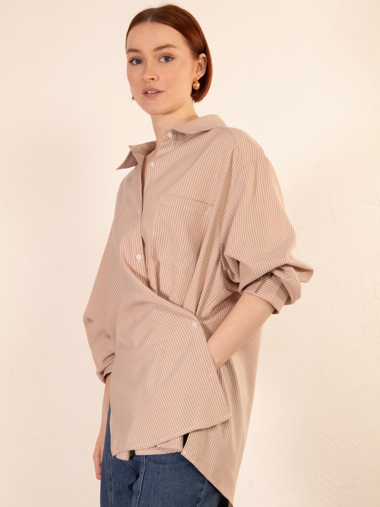 Mika Shirt - Beige Stripe