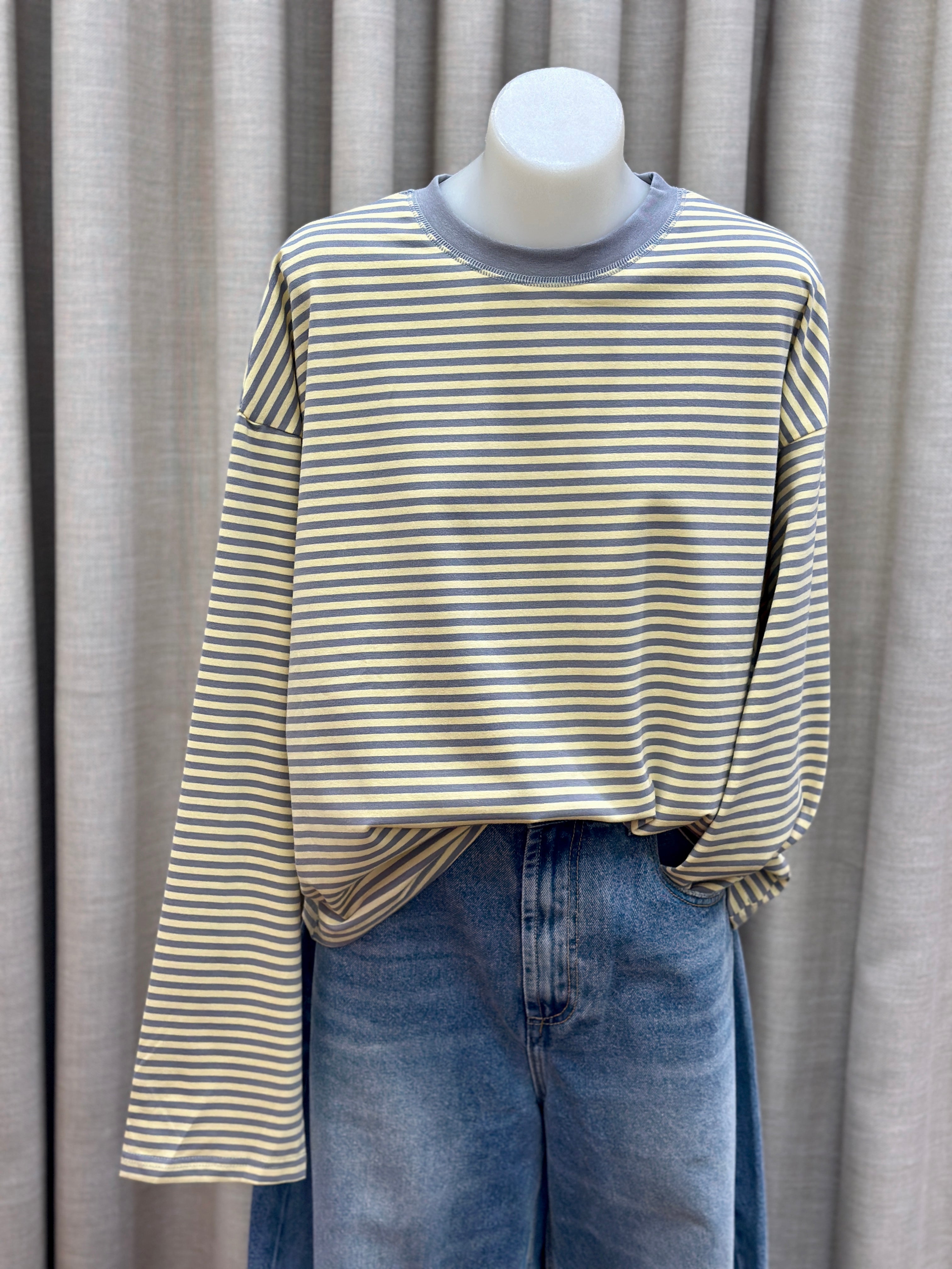 Avery Long Sleeve - Butter / Grey