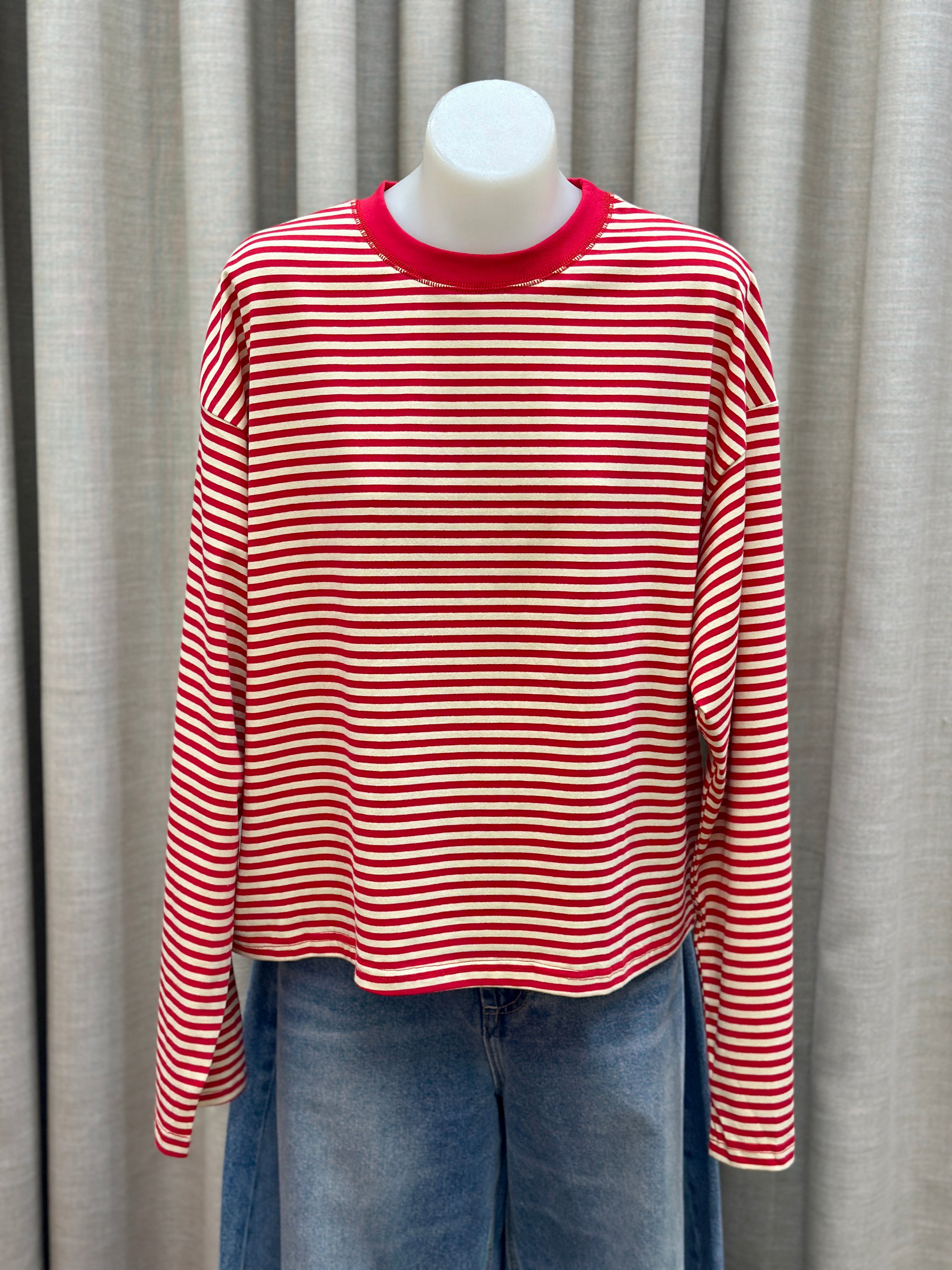 Avery Long Sleeve - Red / Beige