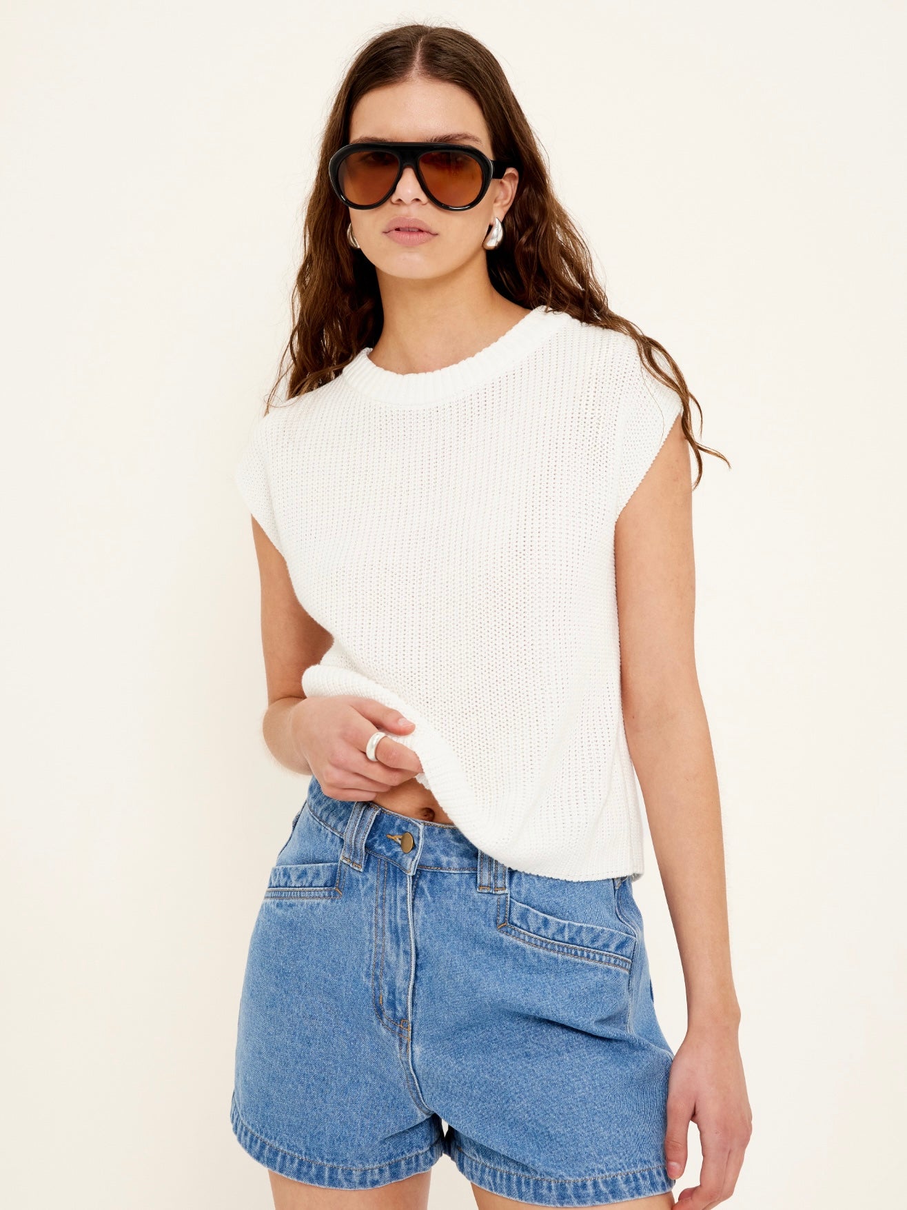 Ellis Knit Tank - White