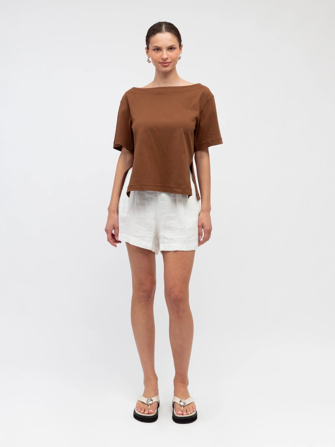 Annie Asymmetrical Tee - Chocolate