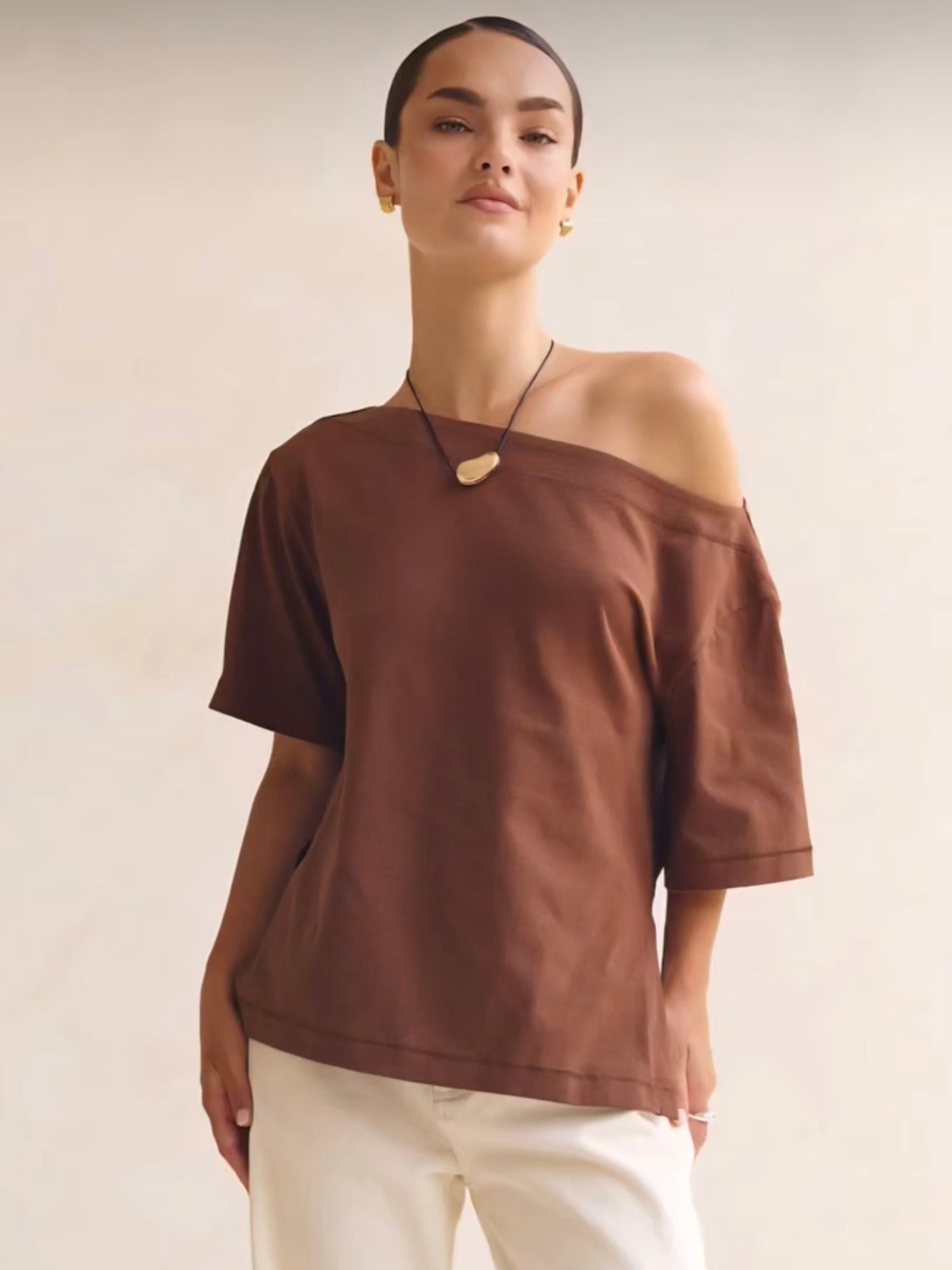 Annie Asymmetrical Tee - Chocolate
