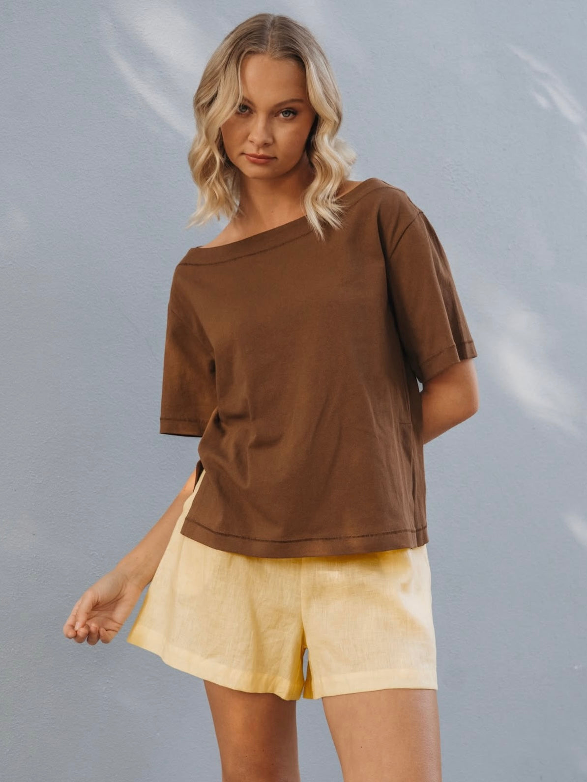 Annie Asymmetrical Tee - Chocolate