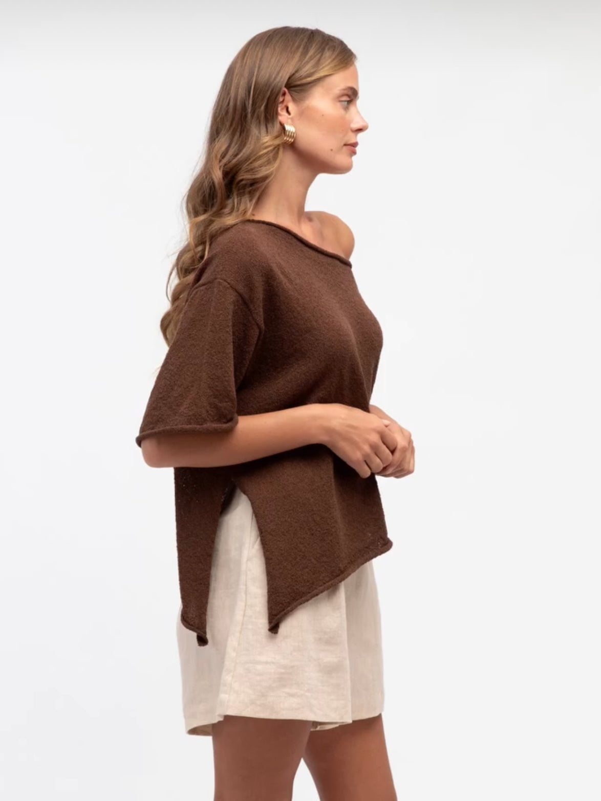 Rhea Knit Tee - Chocolate