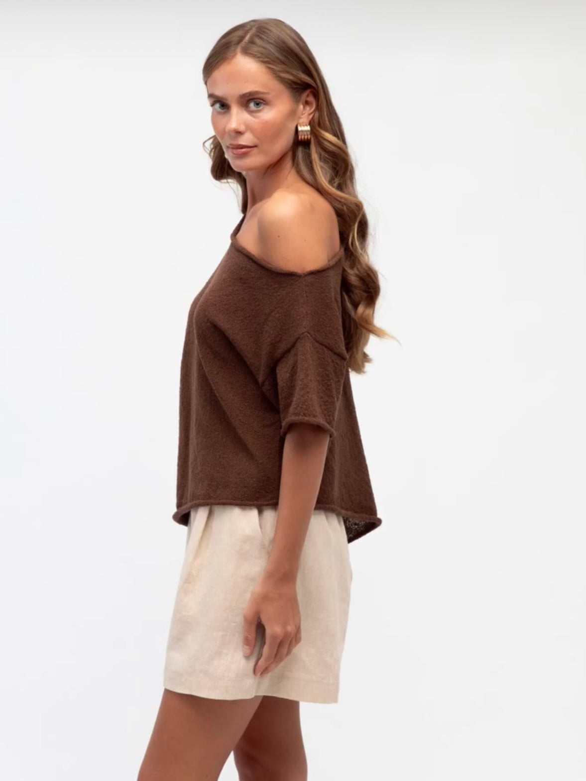 Rhea Knit Tee - Chocolate
