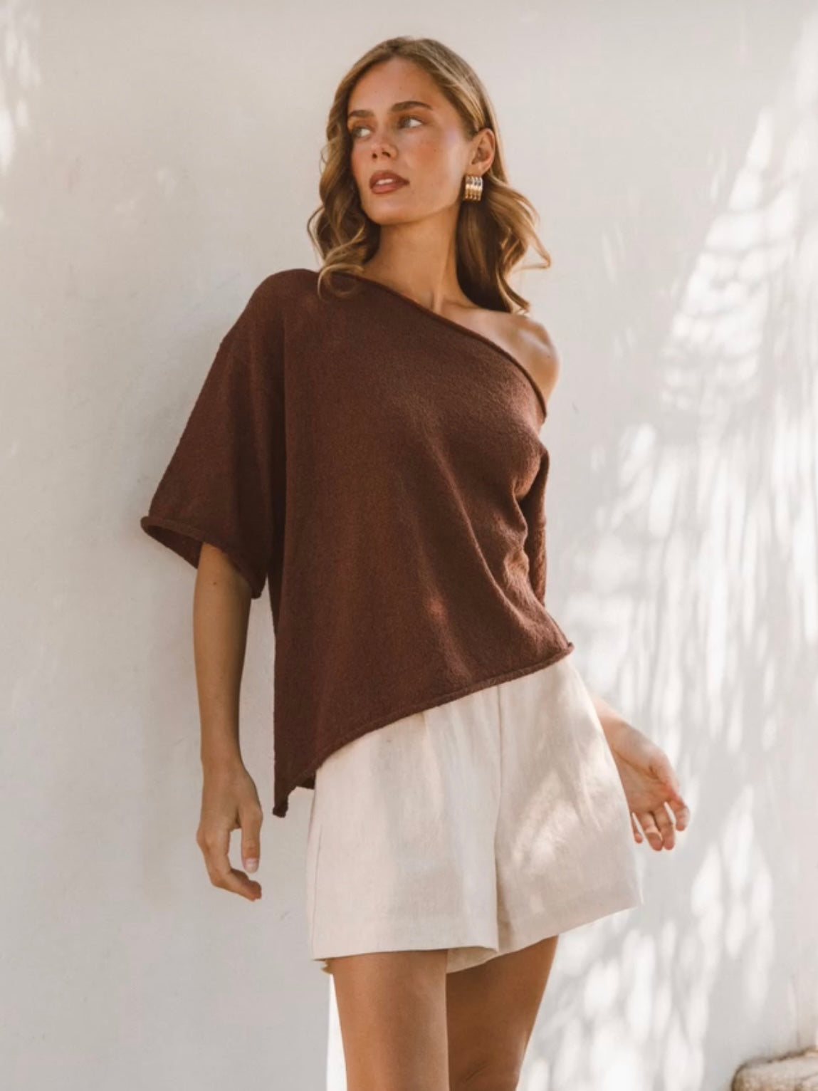 Rhea Knit Tee - Chocolate