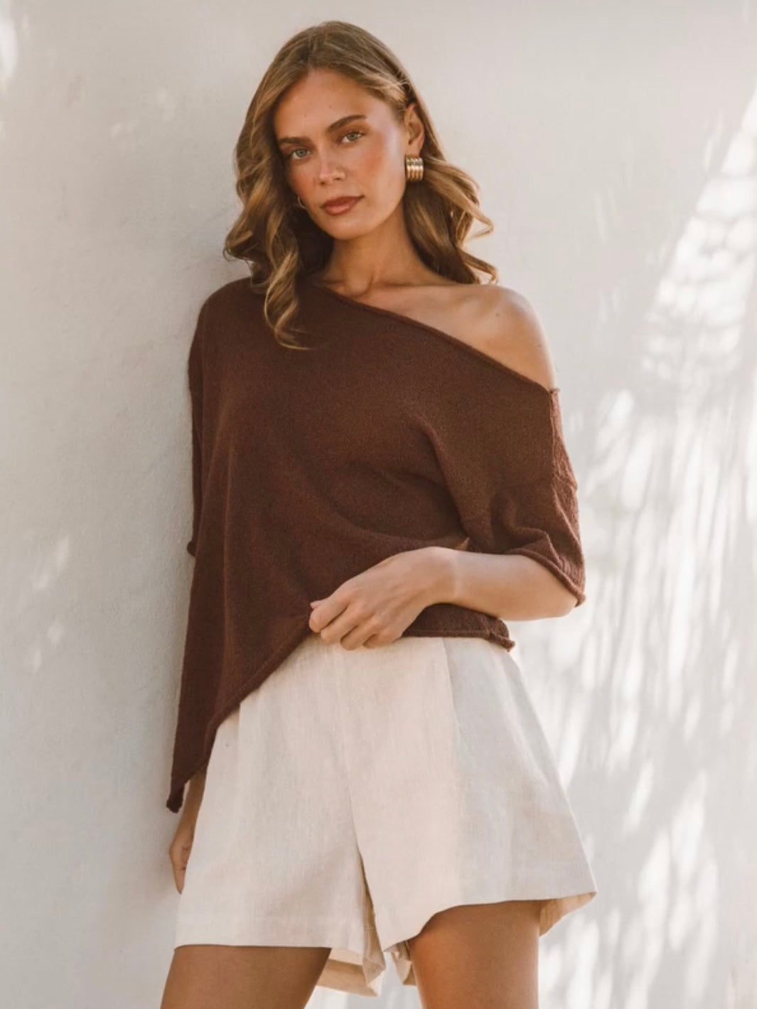 Rhea Knit Tee - Chocolate
