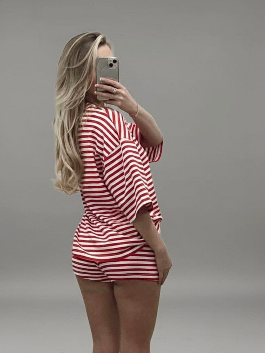 Elle Stripe Short - Red