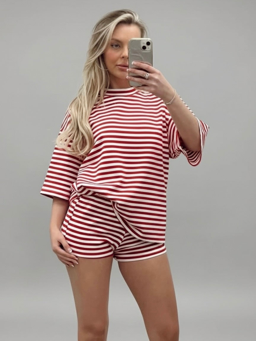 Elle Stripe Short - Red