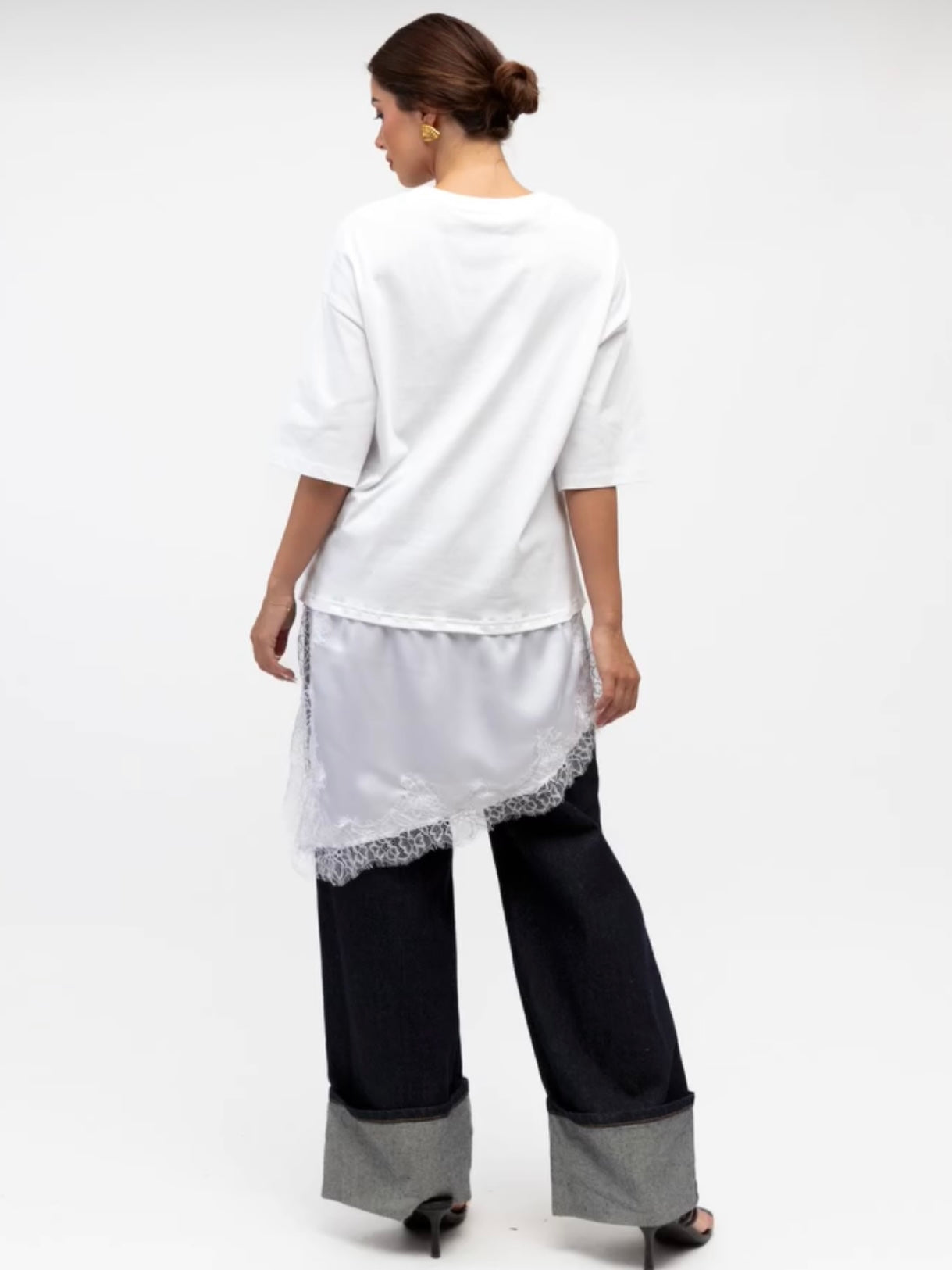 Kruz Lace Hem Tee - White