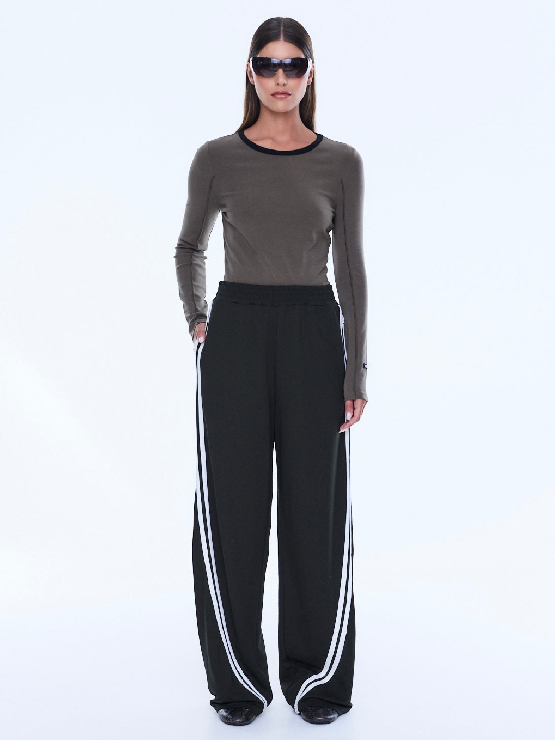 Valentina Stripe Pant - Olive
