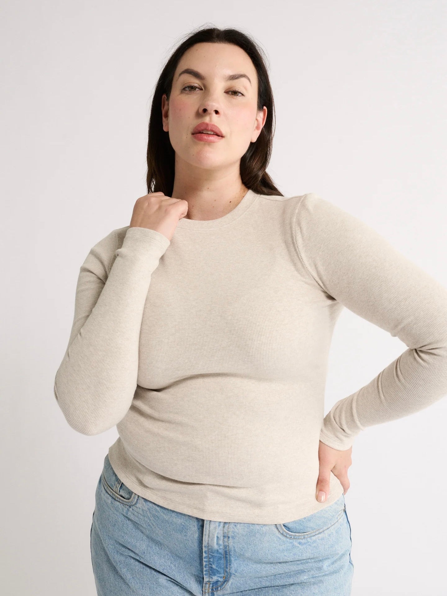 Carina Top - Oatmeal Marle