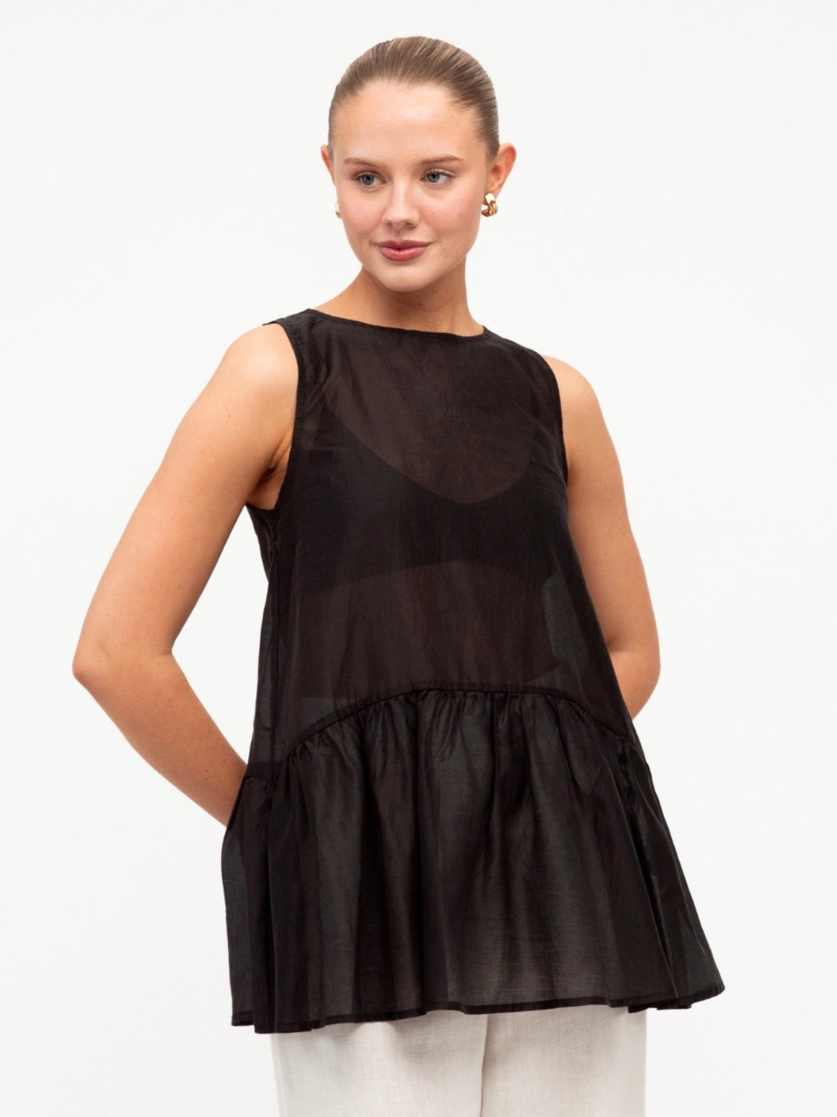Lottie Sheer Top - Black