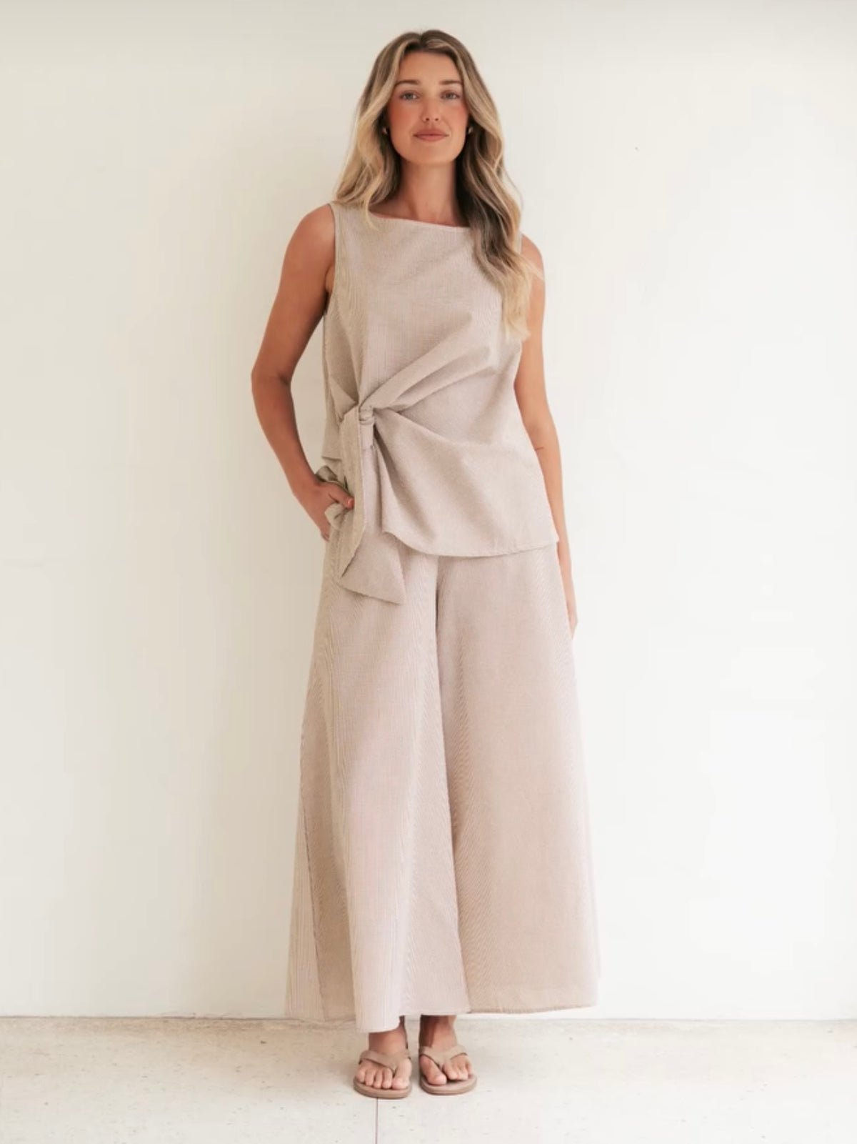 Krissy Check Top - Beige