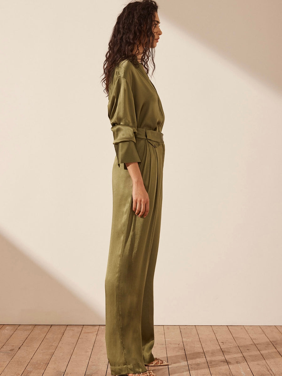 Arienzo High Waisted Tailored Pant Olive