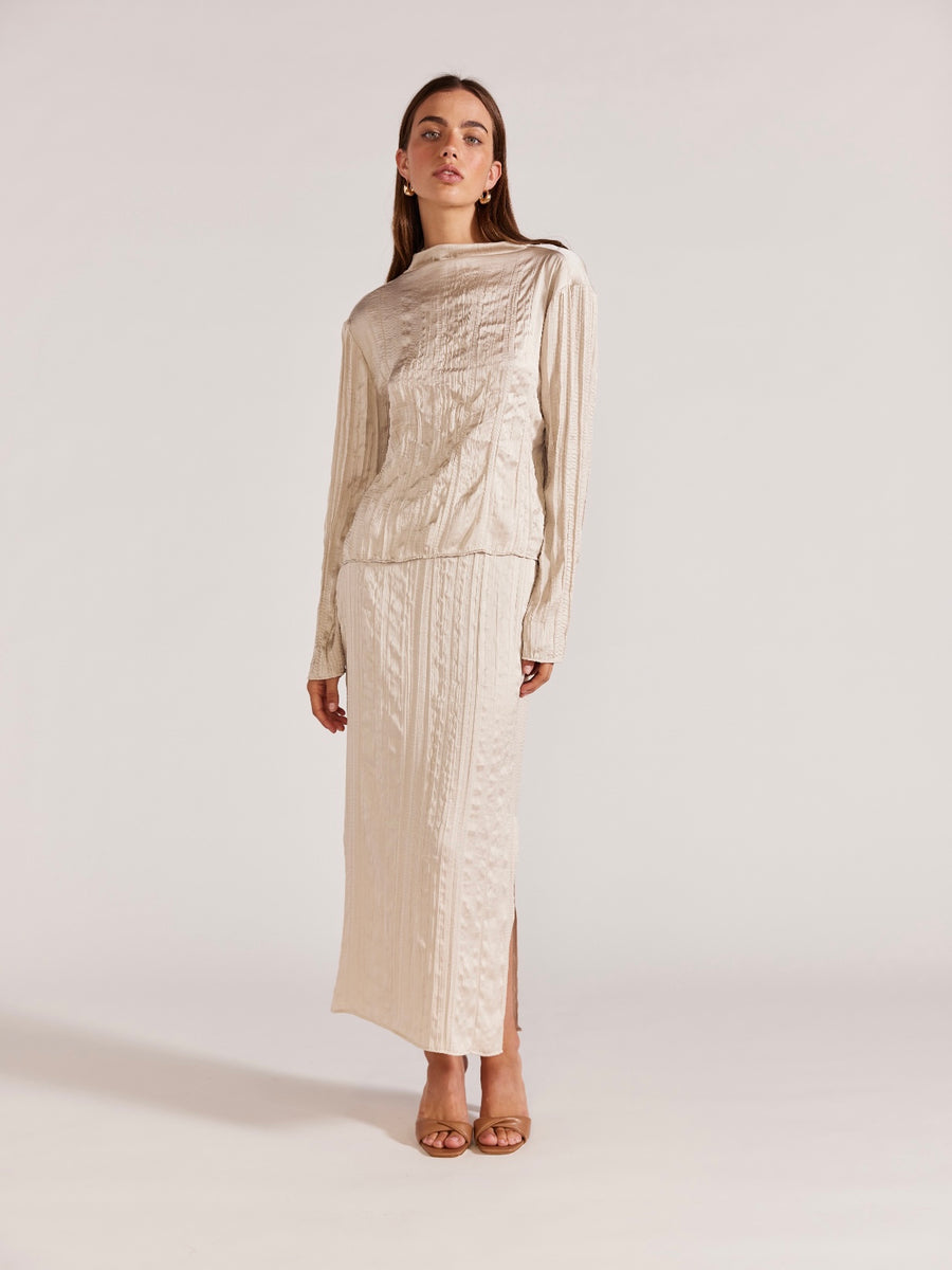 Roma Midi Skirt Oyster
