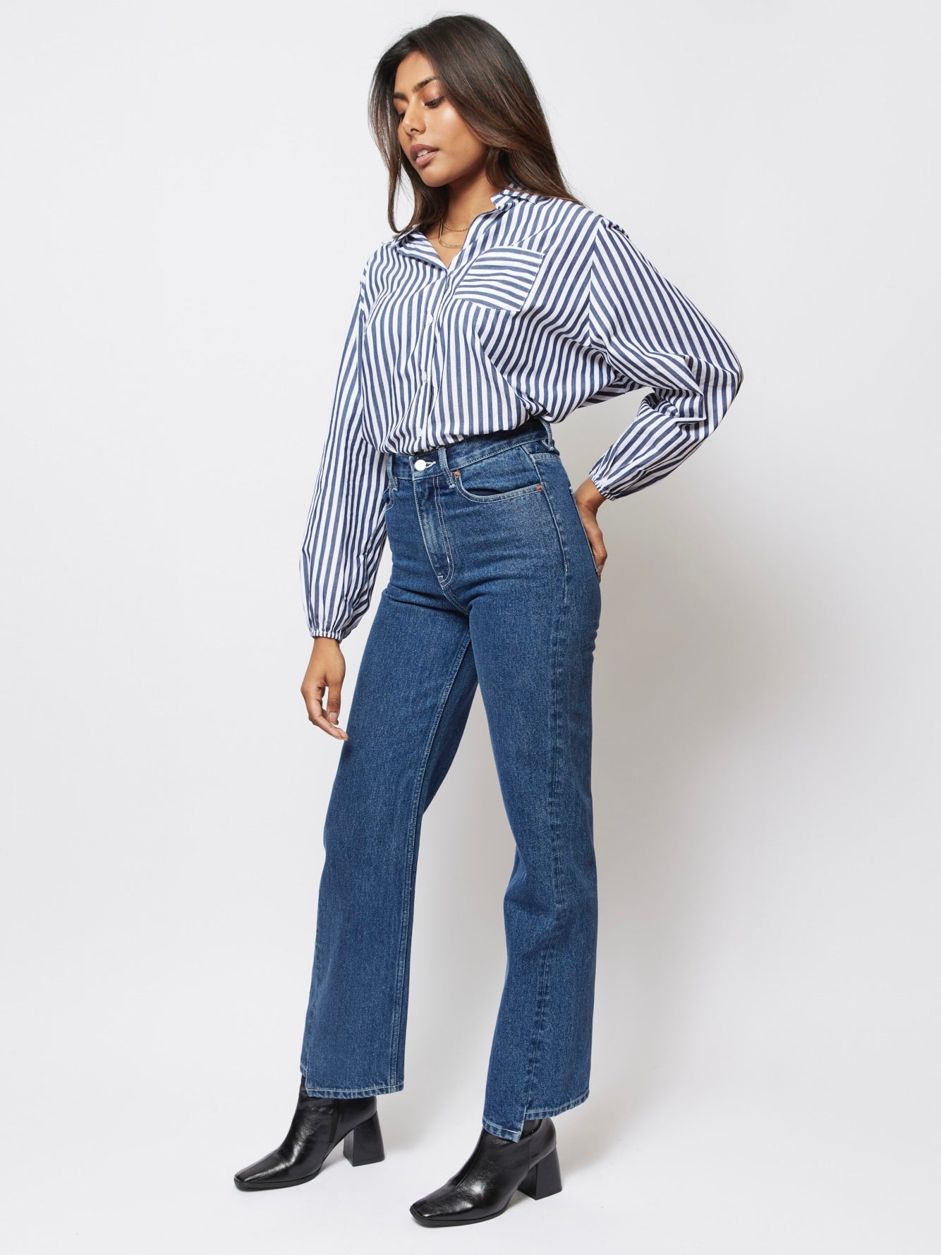 Mia Shirt - Navy Stripe