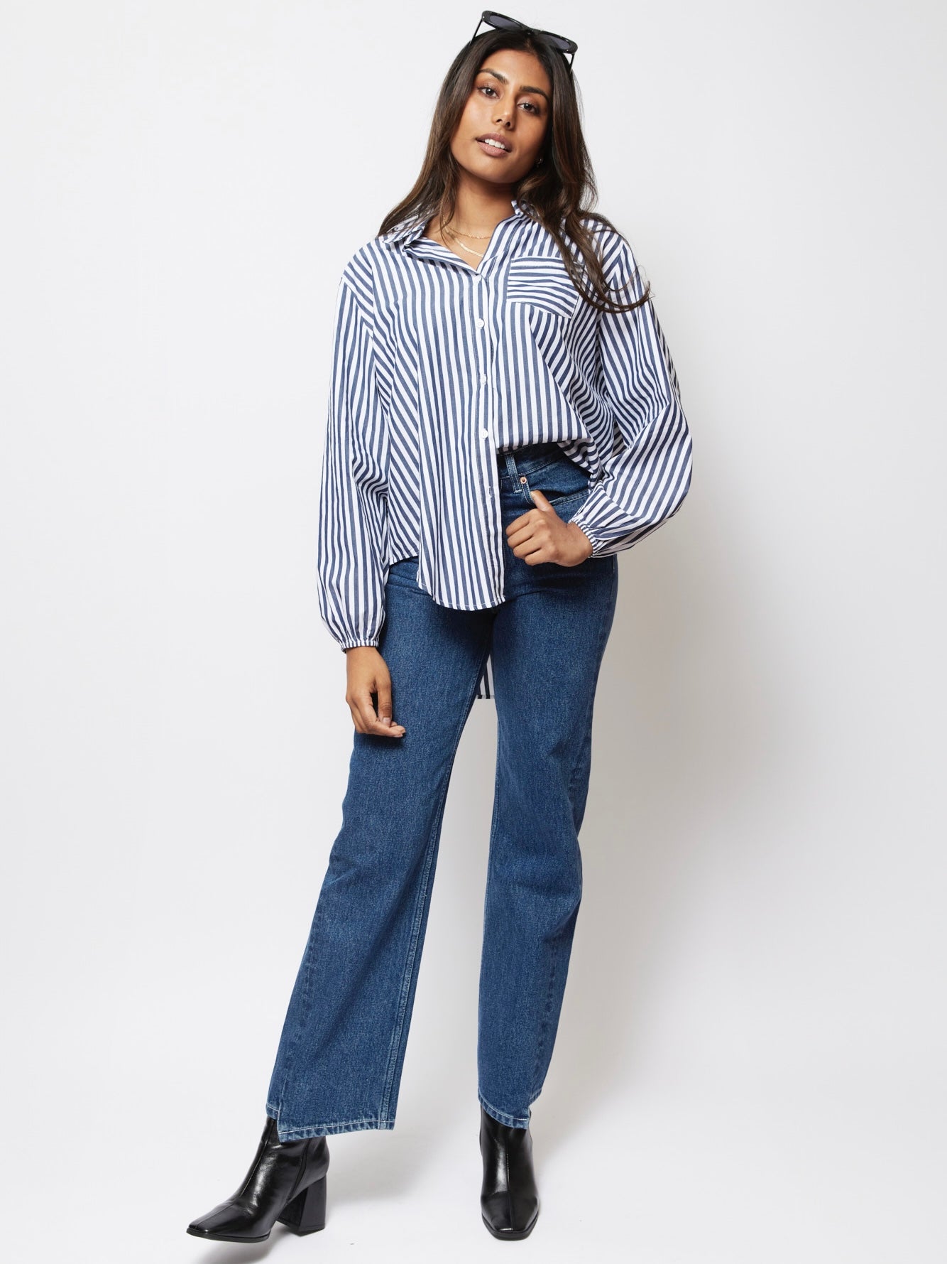 Mia Shirt - Navy Stripe