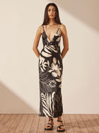 Capri Silk Plunged Slip Midi Dress