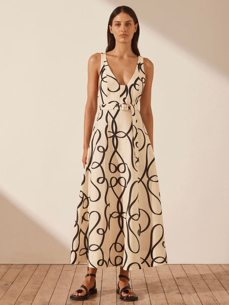 Vietri Plunged Panelled Midi Dress