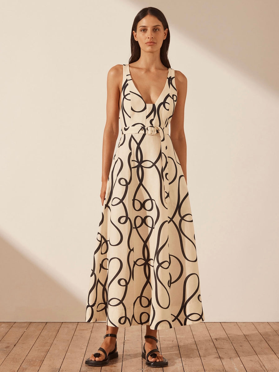 Vietri Plunged Panelled Midi Dress