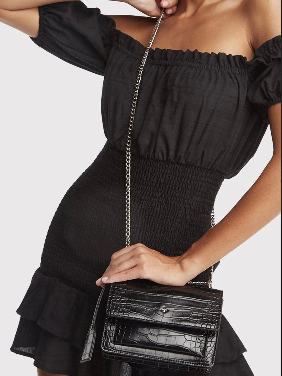 Lissy Bag Black Croc w Silver