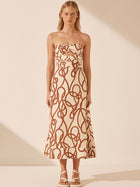 Mouillage Linen Strapless Midi Dress