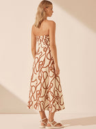 Mouillage Linen Strapless Midi Dress