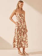 Mouillage Linen Strapless Midi Dress