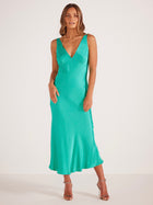 Gaia Bias Slip Midi Dress Aquamarine