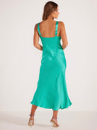 Gaia Bias Slip Midi Dress Aquamarine