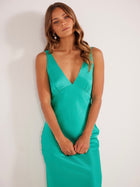 Gaia Bias Slip Midi Dress Aquamarine