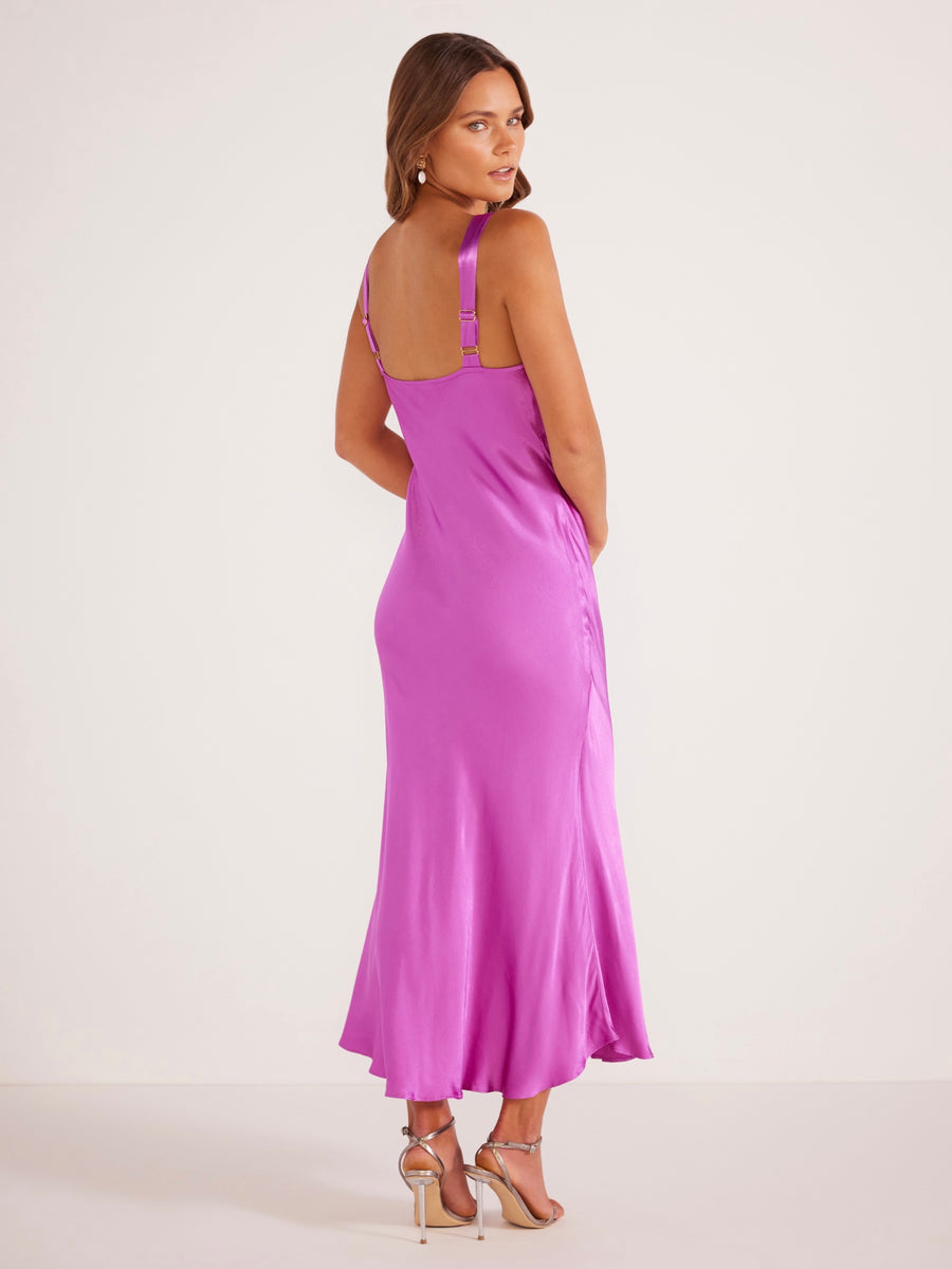 Gaia Bias Slip Midi Dress Fuchsia