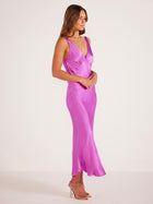 Gaia Bias Slip Midi Dress Fuchsia