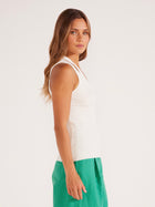 Ella One Shoulder Knit Top Ivory