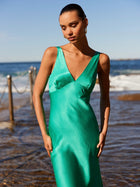 Gaia Bias Slip Midi Dress Aquamarine