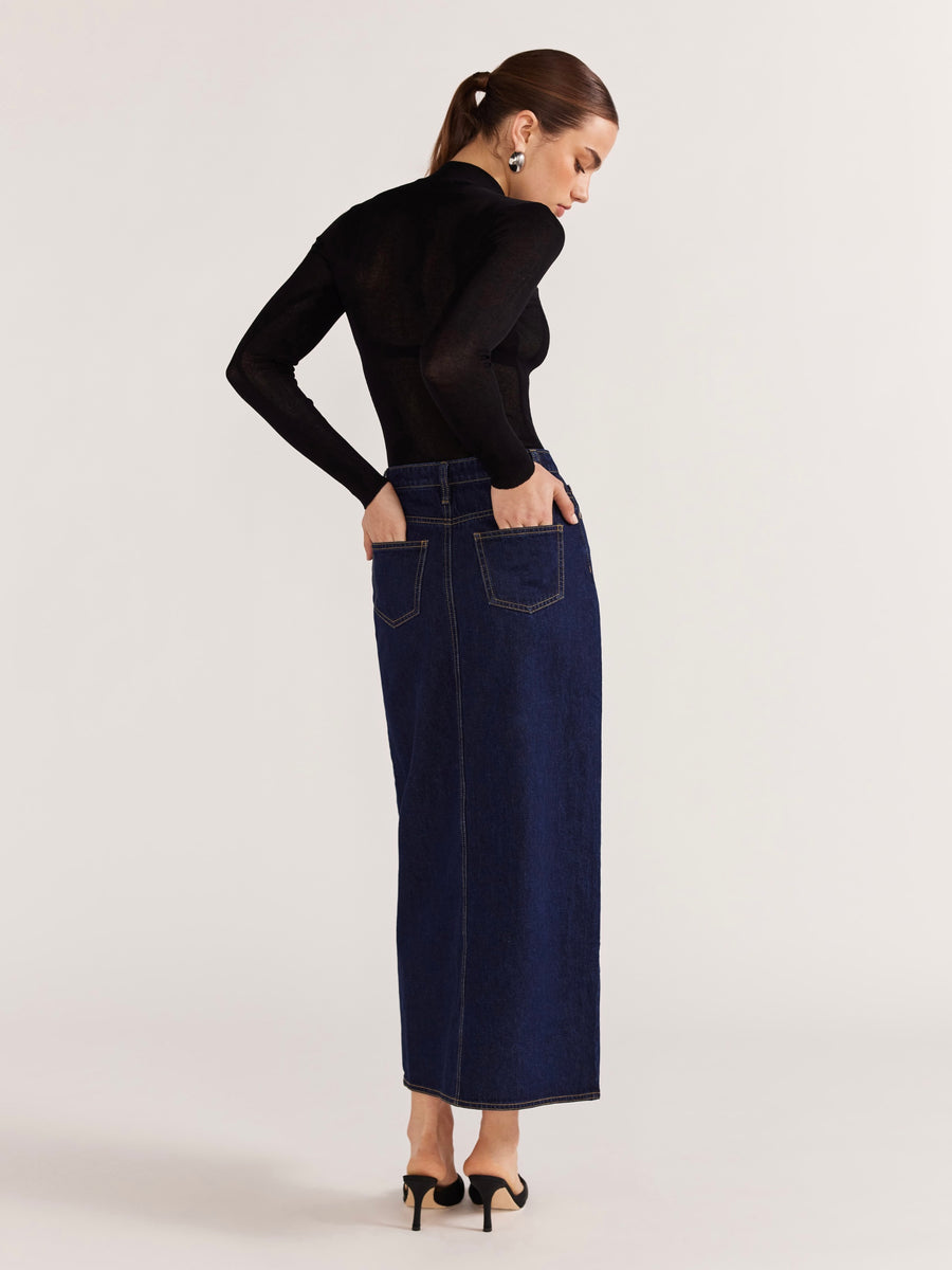 Vara Denim Midi Skirt