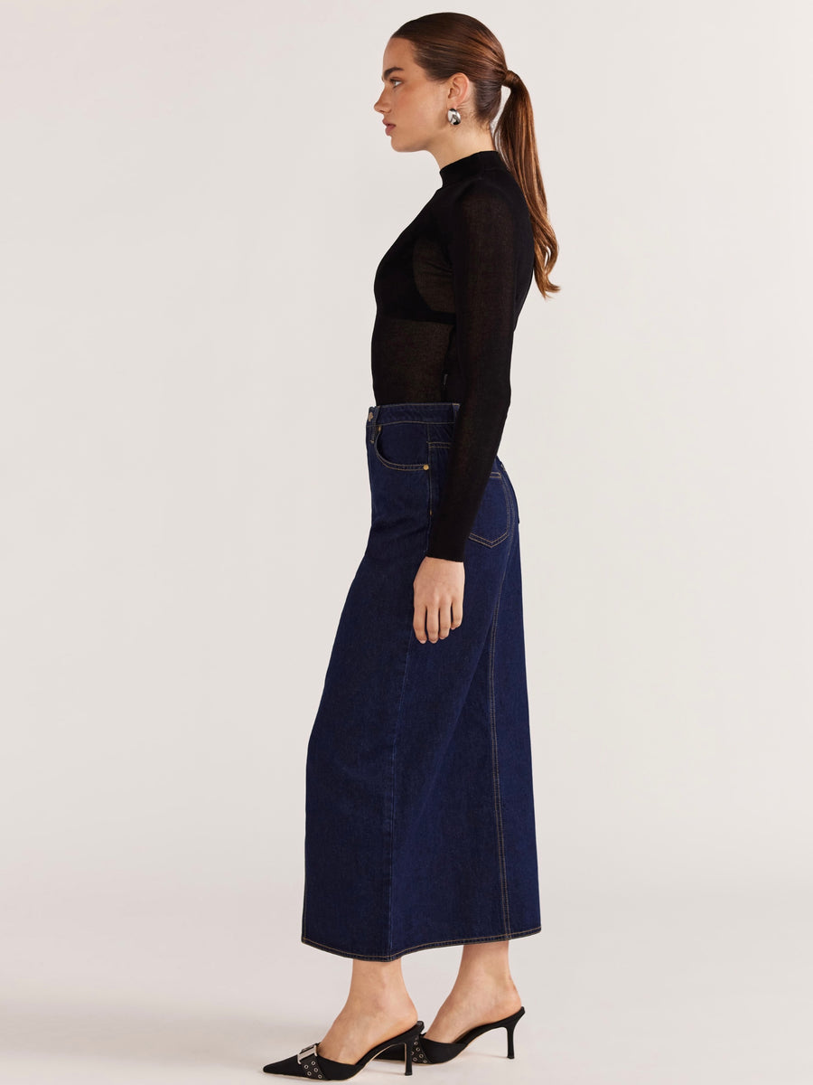 Vara Denim Midi Skirt