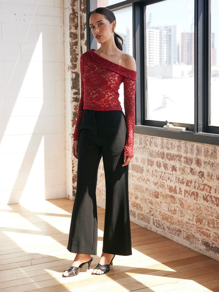Jaxon Lace Top - Wine