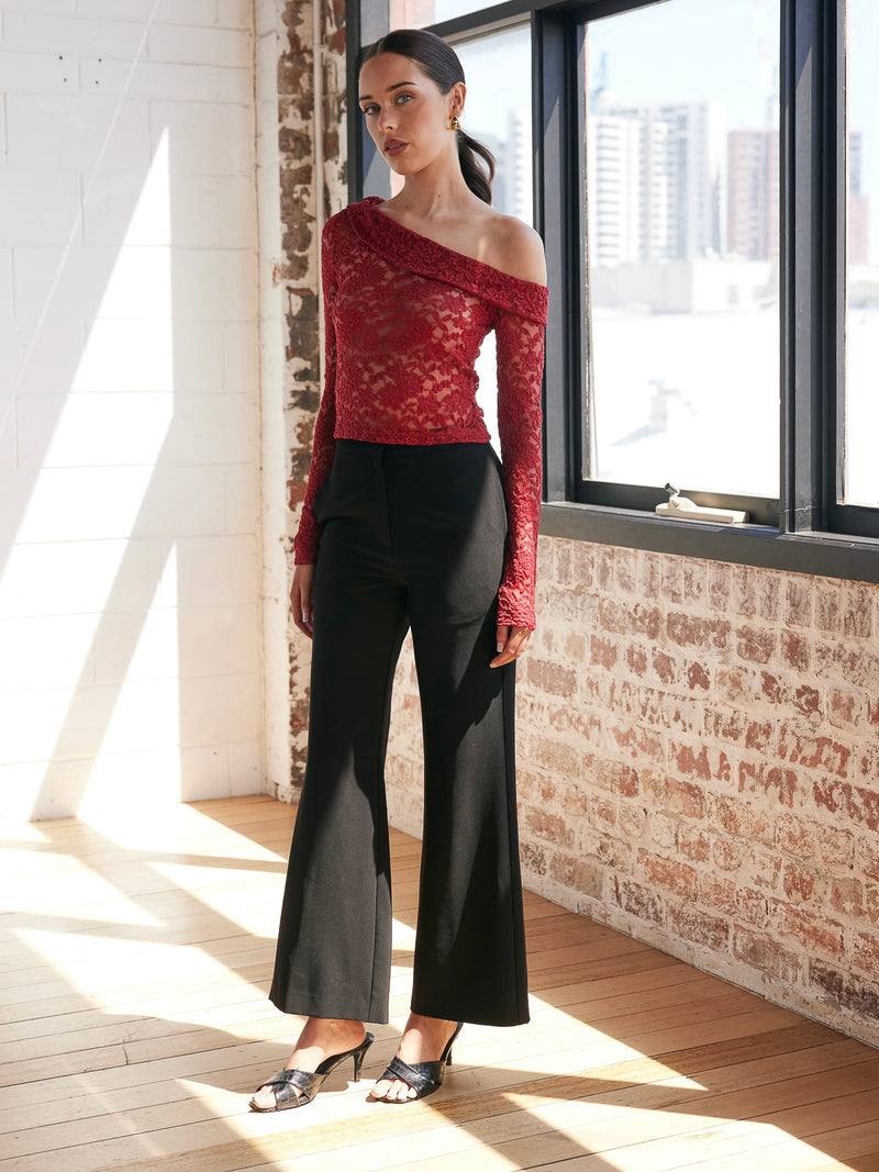Jaxon Lace Top - Wine