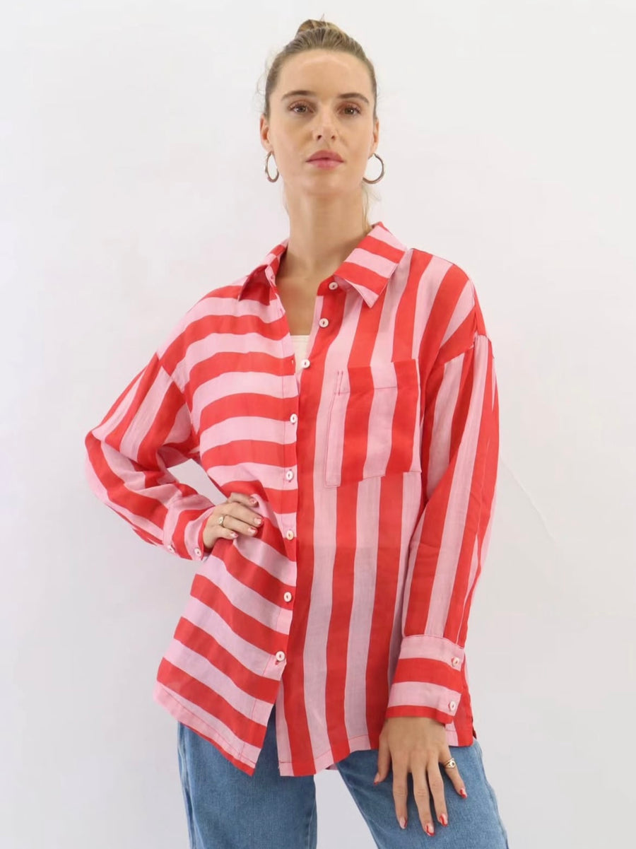 Faye Linen Shirt - Pink