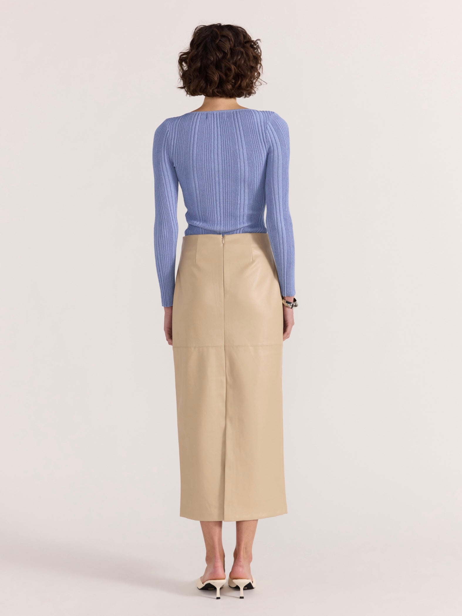 Mira Faux Leather Midi Skirt